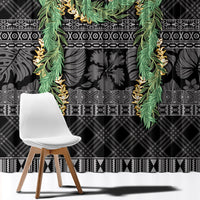 Hawai'i Paniolo Maile Twisted Lei Window Curtain Obsidian Black LT7 - Polynesian Pride