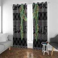 Hawai'i Paniolo Maile Twisted Lei Window Curtain Obsidian Black LT7 With Grommets Black - Polynesian Pride