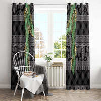 Hawai'i Paniolo Maile Twisted Lei Window Curtain Obsidian Black LT7 - Polynesian Pride