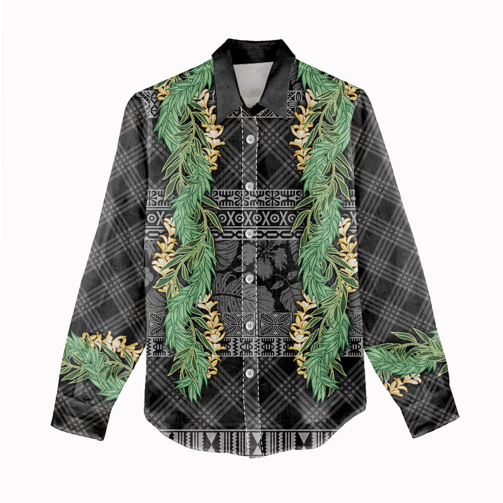 Hawai'i Paniolo Maile Twisted Lei Women Casual Shirt Obsidian Black LT7 - Polynesian Pride
