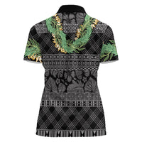 Hawai'i Paniolo Maile Twisted Lei Women Polo Shirt Obsidian Black LT7 - Polynesian Pride