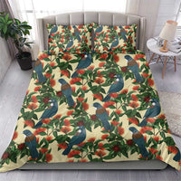 New Zealand Christmas Bedding Set Romantic Tui Birds on Pohutukawa - Ivory - Polynesian Pride