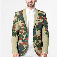 New Zealand Christmas Blazer Romantic Tui Birds on Pohutukawa - Ivory - Polynesian Pride