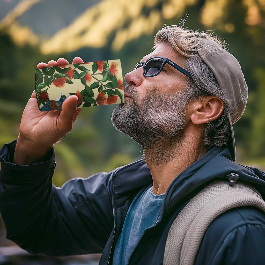 New Zealand Christmas 4 in 1 Can Cooler Tumbler Romantic Tui Birds on Pohutukawa - Ivory - Polynesian Pride