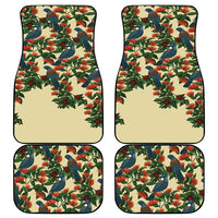 New Zealand Christmas Car Mats Romantic Tui Birds on Pohutukawa - Ivory - Polynesian Pride
