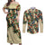 New Zealand Christmas Couples Matching Off Shoulder Maxi Dress and Long Sleeve Button Shirt Romantic Tui Birds on Pohutukawa - Ivory - Polynesian Pride