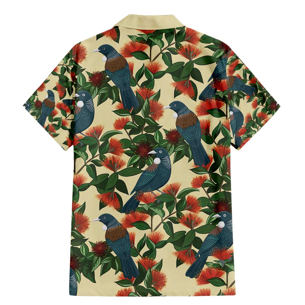 New Zealand Christmas Family Matching Mermaid Dress and Hawaiian Shirt Romantic Tui Birds on Pohutukawa - Ivory - Polynesian Pride