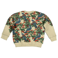 New Zealand Christmas Kid Ugly Christmas Sweater Romantic Tui Birds on Pohutukawa - Ivory - Polynesian Pride