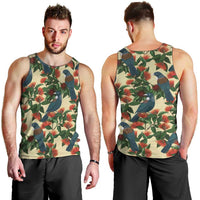 New Zealand Christmas Men Tank Top Romantic Tui Birds on Pohutukawa - Ivory - Polynesian Pride
