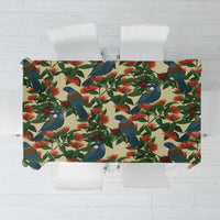 New Zealand Christmas Tablecloth Romantic Tui Birds on Pohutukawa - Ivory - Polynesian Pride