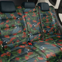 New Zealand Christmas Back Car Seat Cover Romantic Tui Birds on Pohutukawa - Cobalt - Polynesian Pride