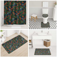 New Zealand Christmas Bathroom Set Romantic Tui Birds on Pohutukawa - Cobalt - Polynesian Pride