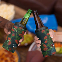 New Zealand Christmas 4 in 1 Can Cooler Tumbler Romantic Tui Birds on Pohutukawa - Cobalt - Polynesian Pride