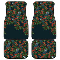 New Zealand Christmas Car Mats Romantic Tui Birds on Pohutukawa - Cobalt - Polynesian Pride