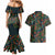 New Zealand Christmas Couples Matching Mermaid Dress and Hawaiian Shirt Romantic Tui Birds on Pohutukawa - Cobalt - Polynesian Pride