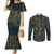 New Zealand Christmas Couples Matching Mermaid Dress and Long Sleeve Button Shirt Romantic Tui Birds on Pohutukawa - Cobalt - Polynesian Pride