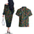 New Zealand Christmas Couples Matching Off The Shoulder Long Sleeve Dress and Hawaiian Shirt Romantic Tui Birds on Pohutukawa - Cobalt - Polynesian Pride