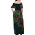 New Zealand Christmas Family Matching Off Shoulder Maxi Dress and Hawaiian Shirt Romantic Tui Birds on Pohutukawa - Cobalt - Polynesian Pride