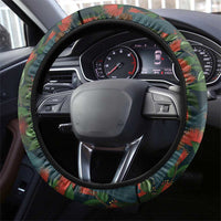 New Zealand Christmas Steering Wheel Cover Romantic Tui Birds on Pohutukawa - Cobalt - Polynesian Pride