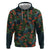 New Zealand Christmas Zip Hoodie Romantic Tui Birds on Pohutukawa - Cobalt - Polynesian Pride