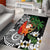 Polynesian Area Rug Tropical Santa - Plumeria Black Vintage