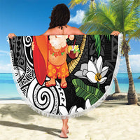 Polynesian Beach Blanket Tropical Santa - Plumeria Black Vintage LT7 - Polynesian Pride