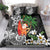 Polynesian Bedding Set Tropical Santa - Plumeria Black Vintage