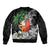 Polynesian Bomber Jacket Tropical Santa - Plumeria Black Vintage