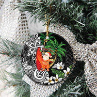 Polynesian Ceramic Ornament Tropical Santa - Plumeria Black Vintage LT7 - Polynesian Pride