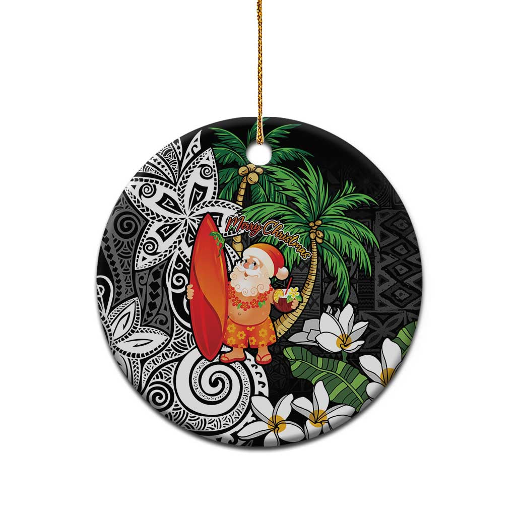 Polynesian Ceramic Ornament Tropical Santa - Plumeria Black Vintage LT7 - Polynesian Pride