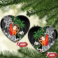 Polynesian Ceramic Ornament Tropical Santa - Plumeria Black Vintage LT7 Heart Black - Polynesian Pride