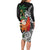 Polynesian Family Matching Long Sleeve Bodycon Dress and Hawaiian Shirt Tropical Santa - Plumeria Black Vintage