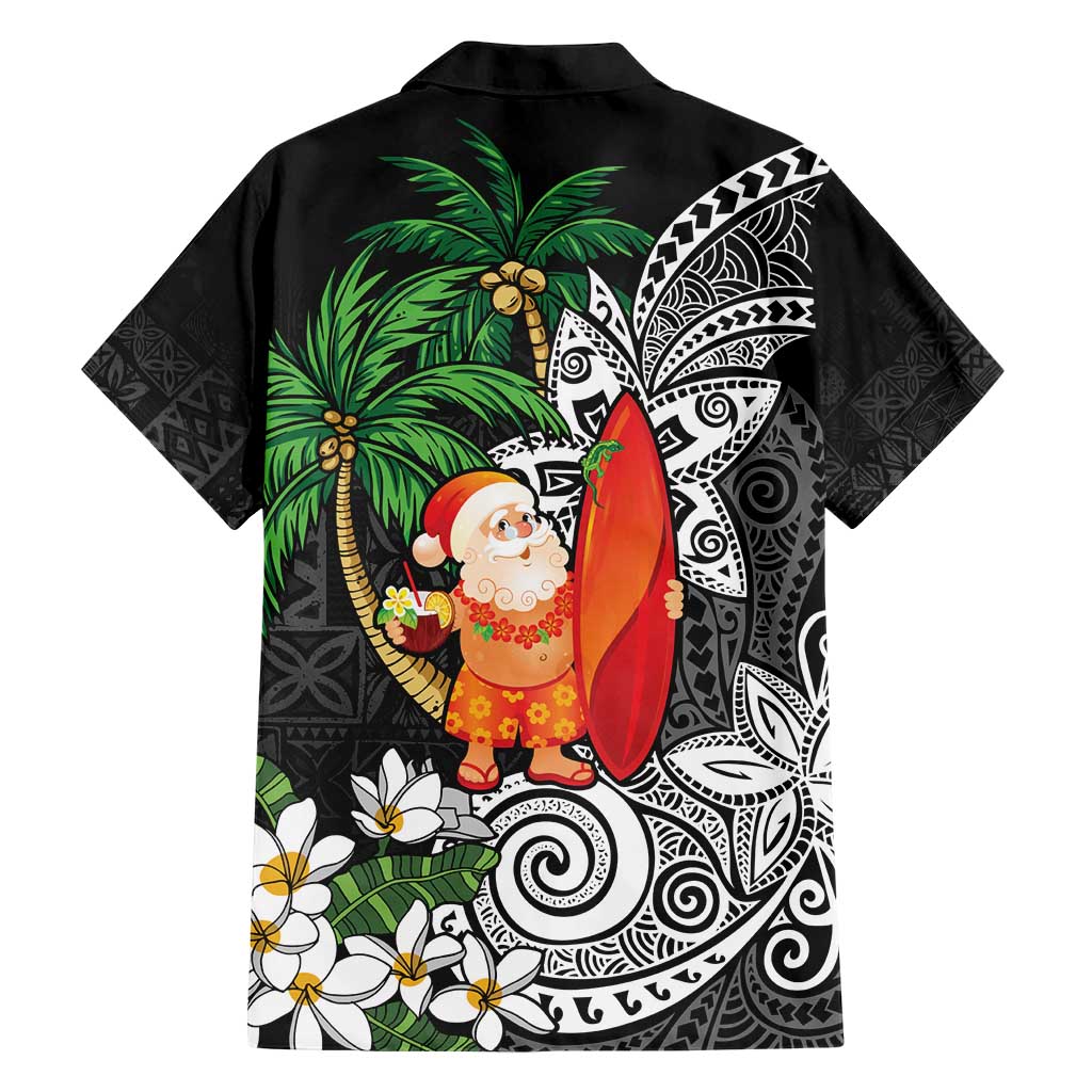 Polynesian Hawaiian Shirt Tropical Santa - Plumeria Black Vintage LT7 - Polynesian Pride