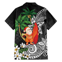 Polynesian Hawaiian Shirt Tropical Santa - Plumeria Black Vintage LT7 - Polynesian Pride