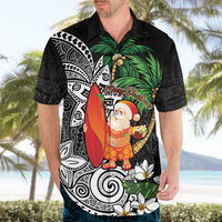 Polynesian Hawaiian Shirt Tropical Santa - Plumeria Black Vintage LT7 - Polynesian Pride