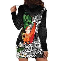 Polynesian Hoodie Dress Tropical Santa - Plumeria Black Vintage LT7 - Polynesian Pride