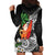 Polynesian Hoodie Dress Tropical Santa - Plumeria Black Vintage