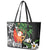 Polynesian Leather Tote Bag Tropical Santa - Plumeria Black Vintage