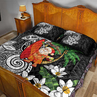 Polynesian Quilt Bed Set Tropical Santa - Plumeria Black Vintage LT7 - Polynesian Pride
