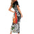 Polynesian Short Sleeve Bodycon Dress Tropical Santa - Plumeria Black Vintage