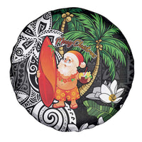 Polynesian Spare Tire Cover Tropical Santa - Plumeria Black Vintage LT7 - Polynesian Pride