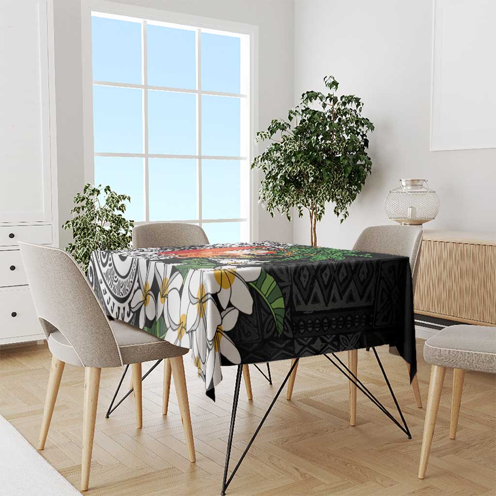 Polynesian Tablecloth Tropical Santa - Plumeria Black Vintage LT7 - Polynesian Pride