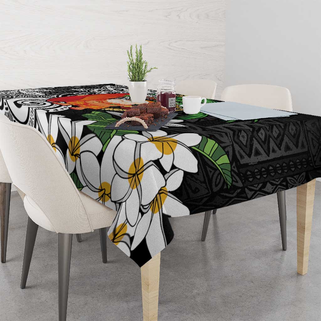 Polynesian Tablecloth Tropical Santa - Plumeria Black Vintage LT7 - Polynesian Pride
