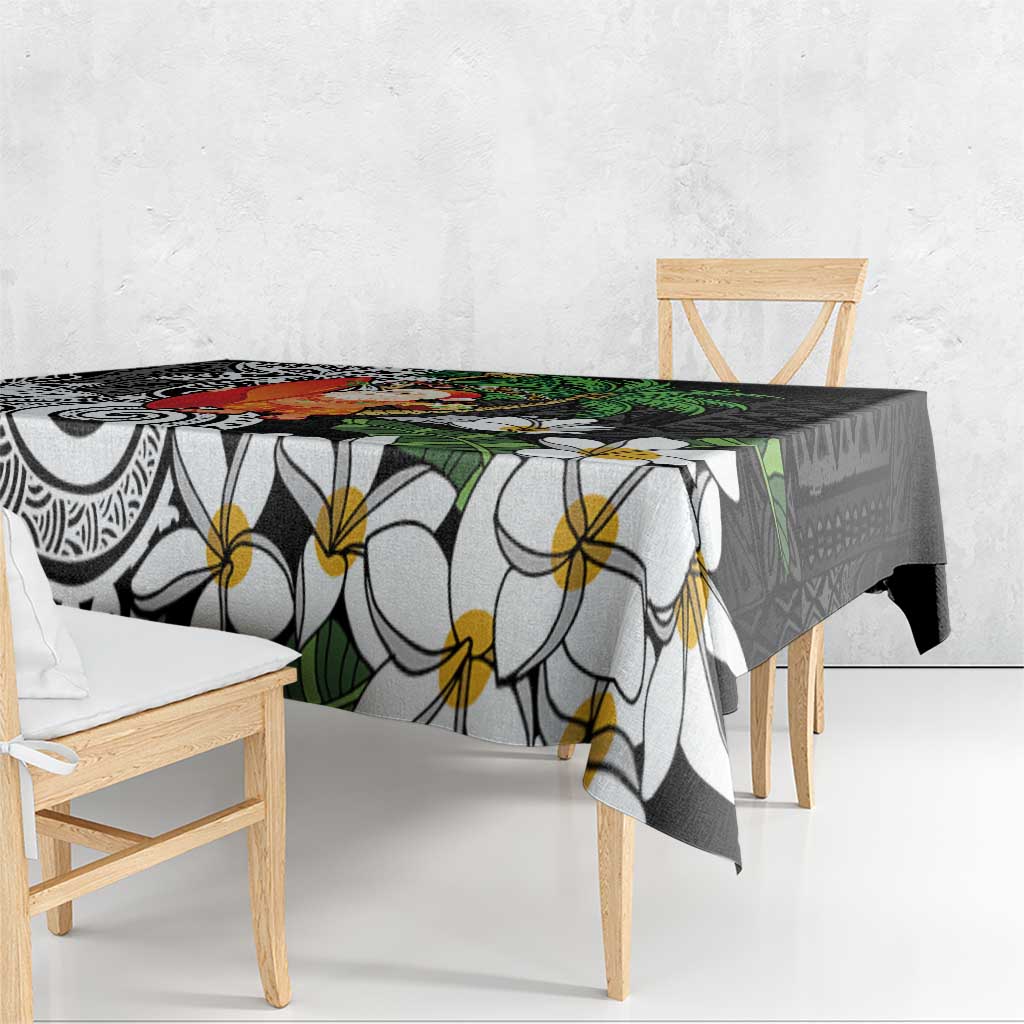 Polynesian Tablecloth Tropical Santa - Plumeria Black Vintage LT7 - Polynesian Pride
