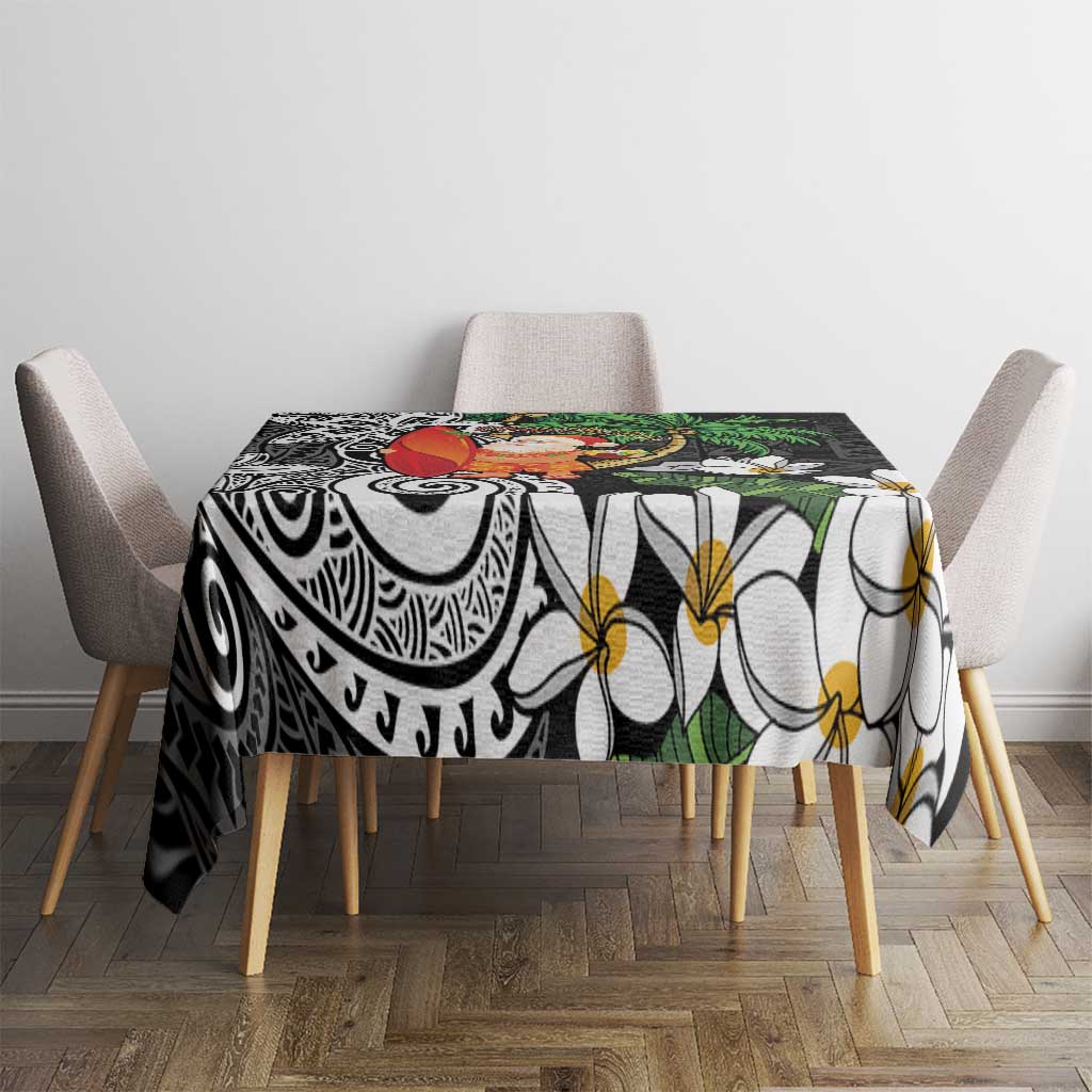 Polynesian Tablecloth Tropical Santa - Plumeria Black Vintage LT7 - Polynesian Pride