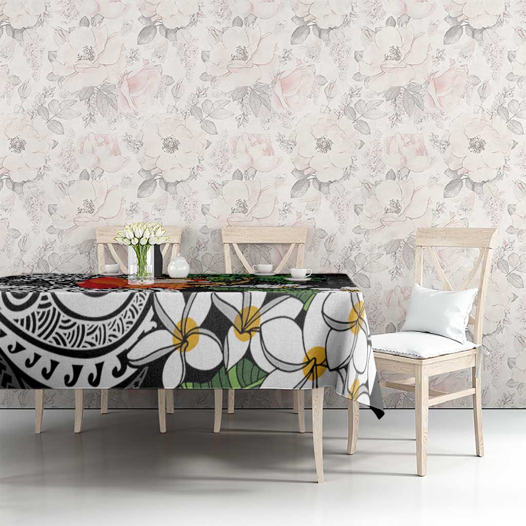 Polynesian Tablecloth Tropical Santa - Plumeria Black Vintage LT7 - Polynesian Pride