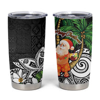Polynesian Tumbler Cup Tropical Santa - Plumeria Black Vintage LT7 Black - Polynesian Pride