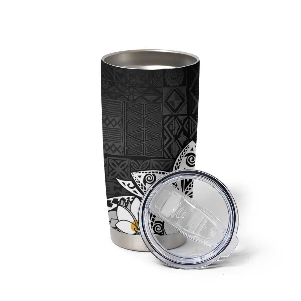Polynesian Tumbler Cup Tropical Santa - Plumeria Black Vintage LT7 - Polynesian Pride