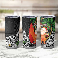 Polynesian Tumbler Cup Tropical Santa - Plumeria Black Vintage LT7 - Polynesian Pride