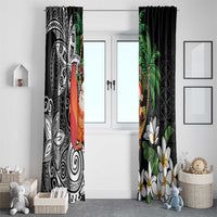 Polynesian Window Curtain Tropical Santa - Plumeria Black Vintage LT7 - Polynesian Pride